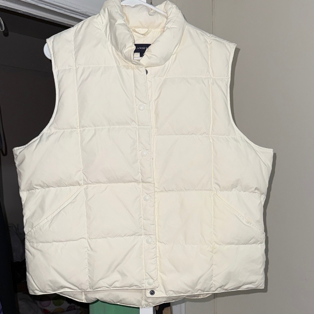 Lands' End Women's Ivory Puffer Vest